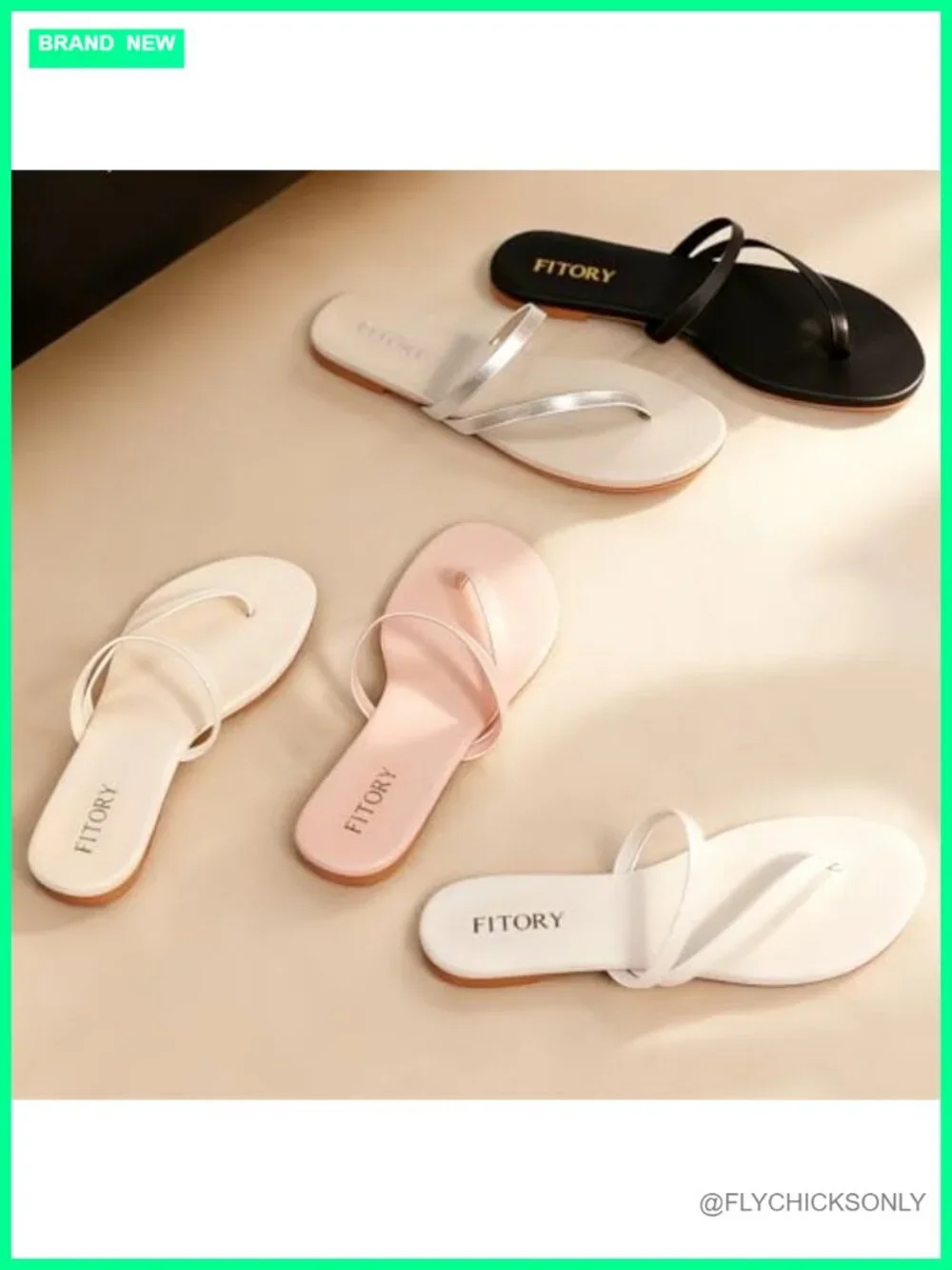 Strappy Open Toe Flat Sandals with Vegan Leather, Lightweight Flip Flops for